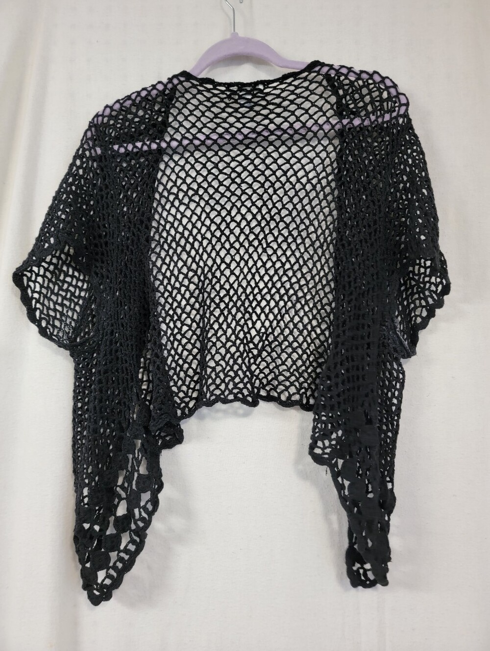 Black Open-Knit Cropped Sweater Shrug Plus Size 22/24W